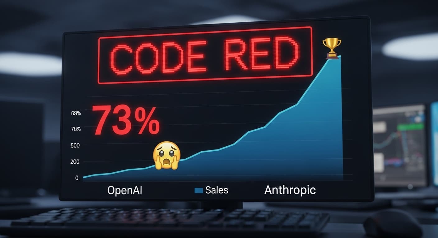 OpenAI declaró “código rojo”. Pierde 73% de las ventas contra Anthropic